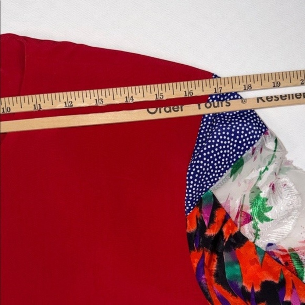 Maggie Shepherd Australia Red‎ Patchwork Mixed Print Button Front Top Womens S - Picture 5 of 7